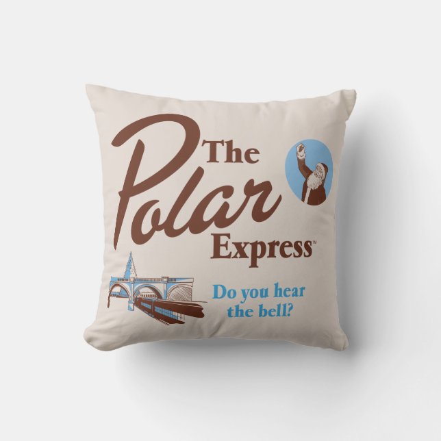 The Polar Express | "Hoort U De Bel" Retro Kussen (Voorkant)