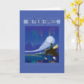 The Polar Express | Noorderlicht Retro Reizen Kaart (Gele Bloem)