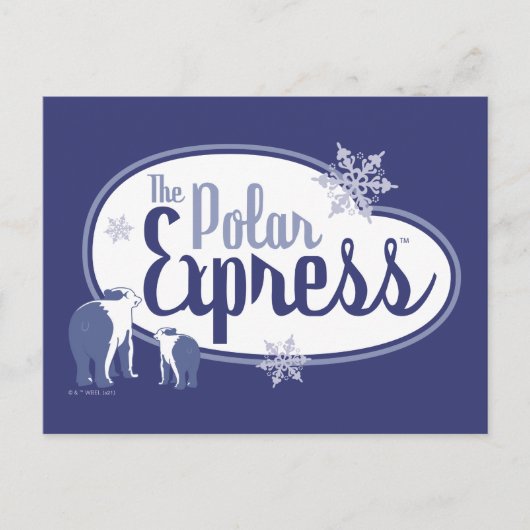 The Polar Express | Retro Grafisch met IJsberen Feestdagenkaart (Voorkant)