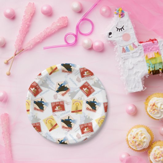 The Polar Express | Retro Sticker Pattern Papieren Bordje (Feest)