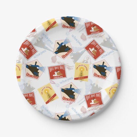 The Polar Express | Retro Sticker Pattern Papieren Bordje (Voorkant)