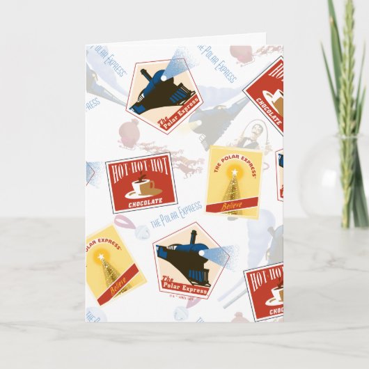 The Polar Express | Retro Stickerpatroon Feestdagen Kaart (Voorkant)