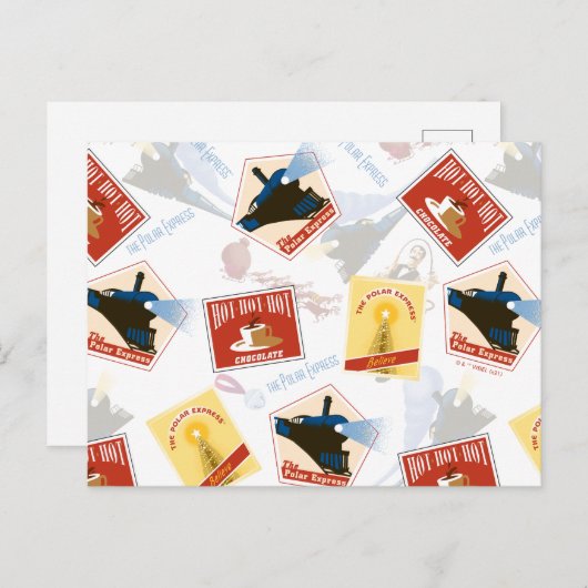 The Polar Express | Retro Stickerpatroon Feestdagenkaart (Voorkant / Achterkant)