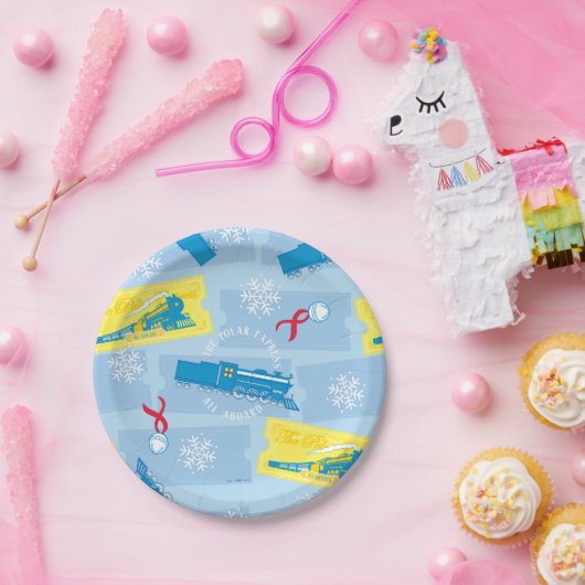 The Polar Express | Retro Train & Ticket Pattern Papieren Bordje (Feest)
