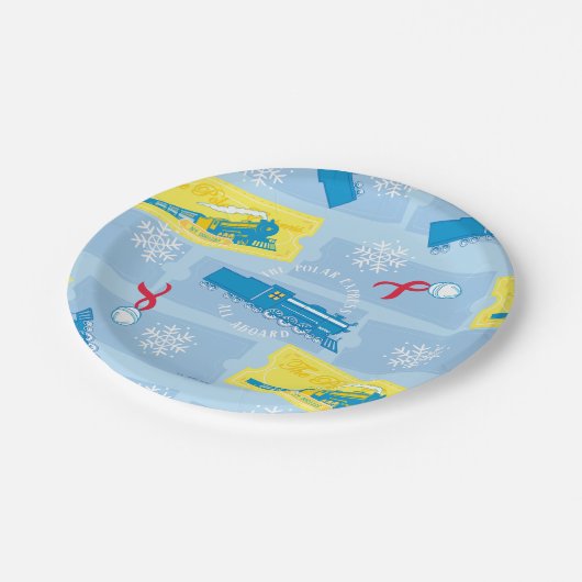 The Polar Express | Retro Train & Ticket Pattern Papieren Bordje (Gekanteld)