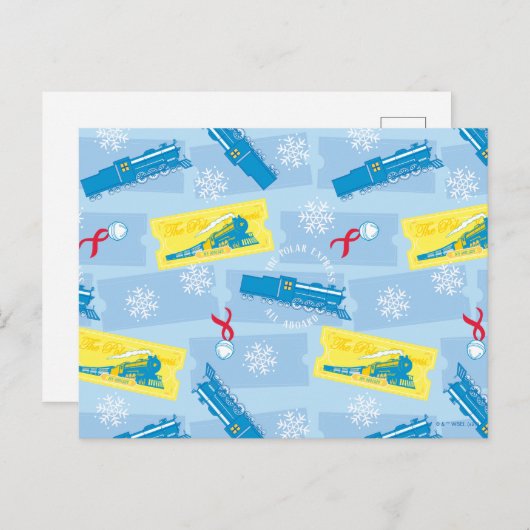 The Polar Express | Retro Trein & Ticket Patroon Feestdagenkaart (Voorkant / Achterkant)