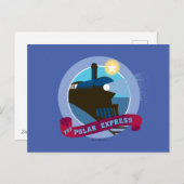 The Polar Express | Vintage Trein Badge Feestdagenkaart (Voorkant / Achterkant)