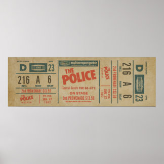 The Police-concertkaart – Vintage Rock-muurkunst Poster