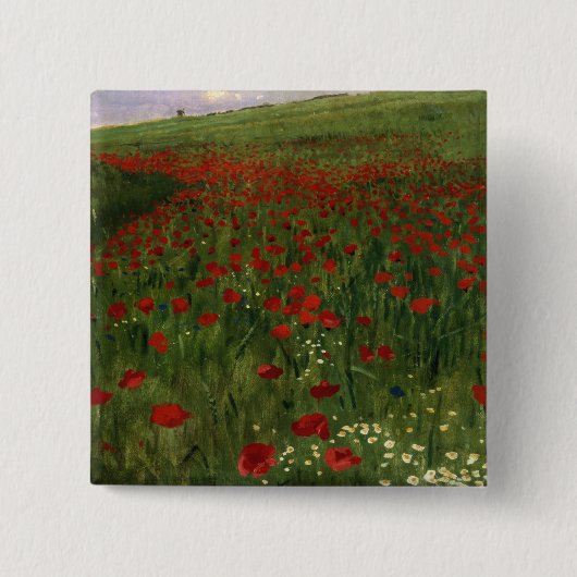 The Poppy Field, 1896 Vierkante Button 5,1 Cm (Voorkant)