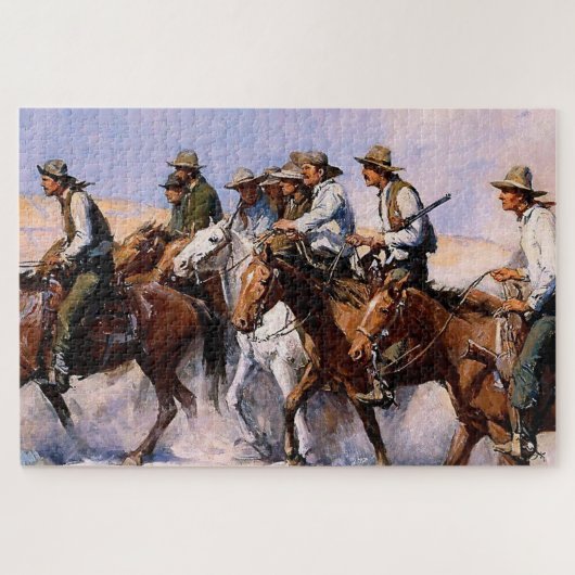 “The Posse” Westerse kunst van WHD Koerner Legpuzzel (Horizontaal)