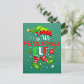 The Postal Worker Elf Kerstmis Elf Costume Lover Briefkaart (Staand voorkant)