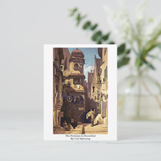 The Postman in Rosenthal by Carl spitzweg Briefkaart (Staand voorkant)