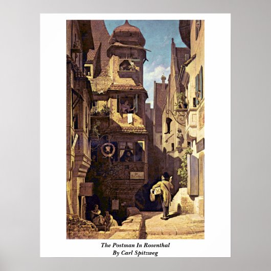 The Postman in Rosenthal by Carl spitzweg Poster (Voorkant)