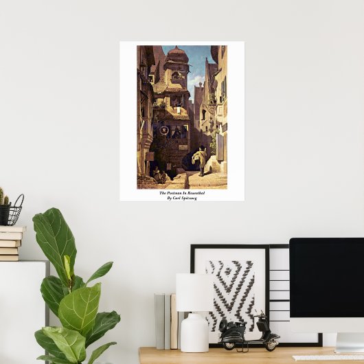 The Postman in Rosenthal by Carl spitzweg Poster (Thuiskantoor)