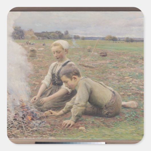 The Potato Gatherers, 1898 Vierkante Sticker (Voorkant)