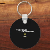 The Power Of Freedom Trident Ukrainian Flag Symbol Sleutelhanger (Voorkant)