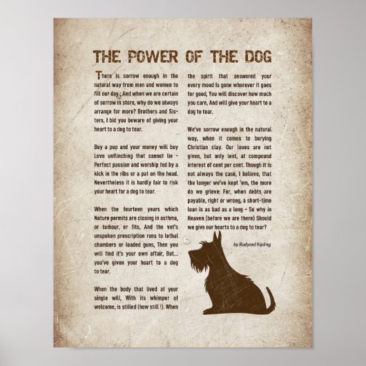 The Power of the Dog Gedicht - Rudyard Kipling Poster (Voorkant)