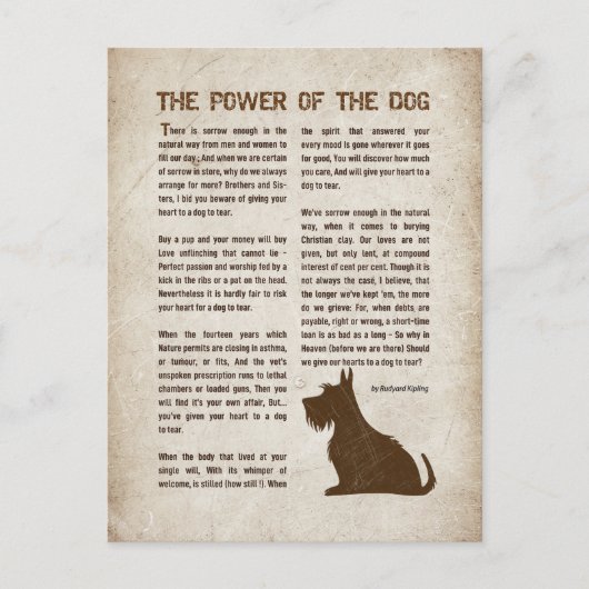 The Power of the Dog Poem - Rudyard Kipling  Briefkaart (Voorkant)