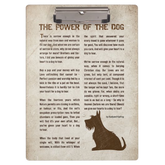 The Power of the Dog Poem - Rudyard Kipling  Klembord (Voorkant)