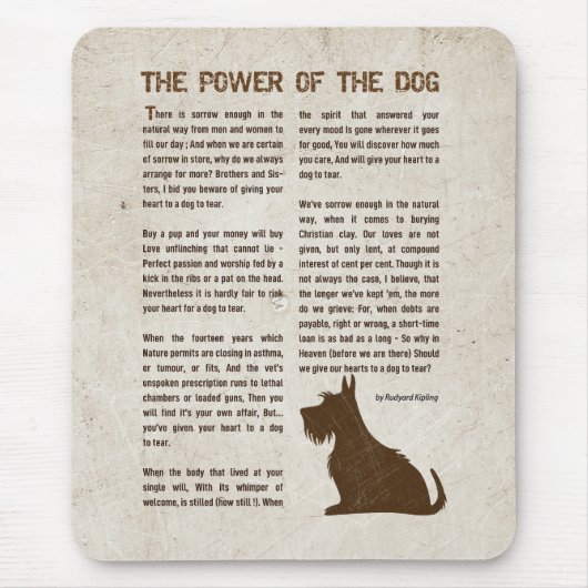 The Power of the Dog Poem - Rudyard Kipling  Muismat (Voorkant)