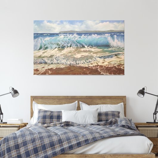 The Power of the Turquoise Wave: Realistic Marine  Canvas Afdruk (Insitu (Slaapkamer))