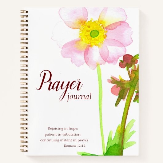 The Prayer Journal Bible Verse Romans 12:12 Flower Notitieboek (Voorkant)