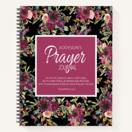 The Prayer Journal Burgundy Pink Floral Black Notitieboek