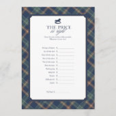 The Price Is Right Baby Shower Game Navy Plaid Advieskaart (Voorkant)