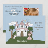 The Princess and her Unicorn - Photo Birthday Part Kaart (Voorkant / Achterkant)