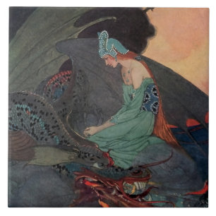 "The Princess and The Dragon" van Elenore Abbott Tegeltje