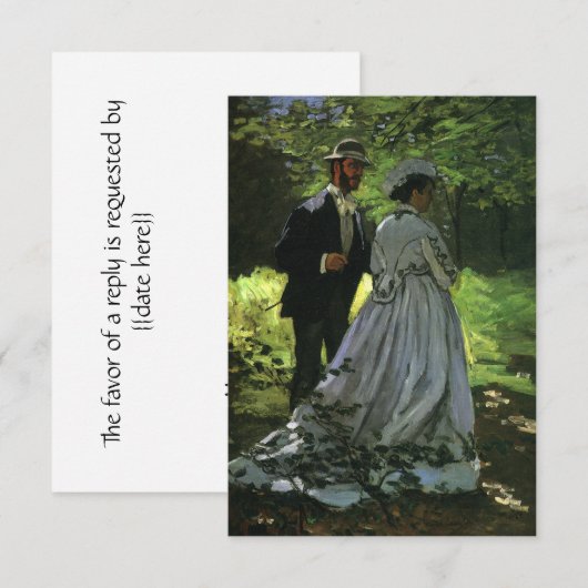 The Promenaders (The Strollers) van Monet Wedding RSVP Kaartje (Voorkant / Achterkant)