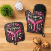 'The Prophetess' Oven Mitts & Pot Houders Set: Han Ovenwant & Pannenlap Set (Top down)
