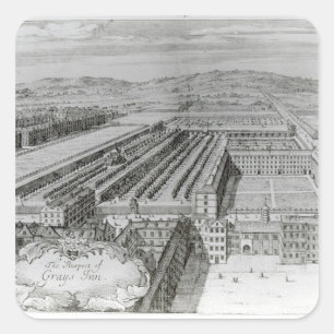 The Prospect of Grays Inn, 1720 Vierkante Sticker