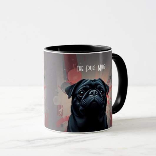 "The Pug Mug"- Pug Dog Coffee Mug Mok (Voorkant rechts)