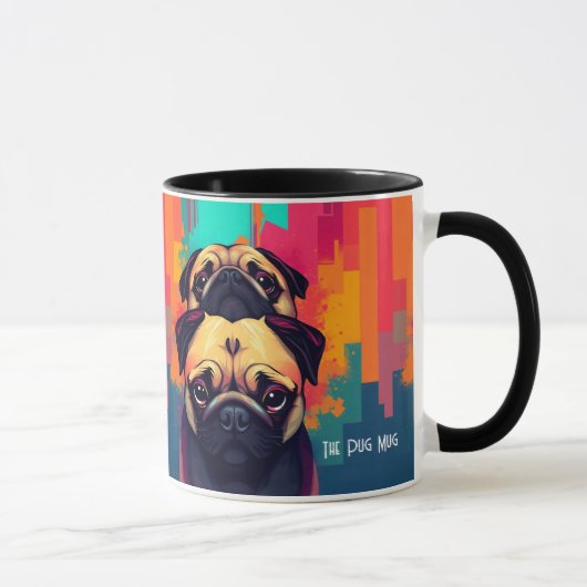 "The Pug Mug" - Tan Pug Dog Coffee Mug Mok (Rechts)