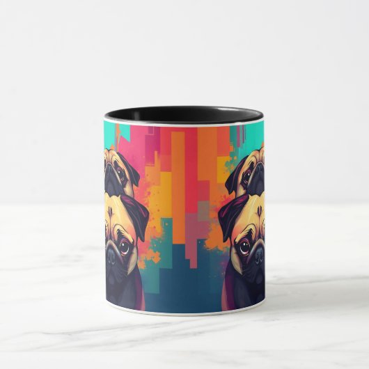 "The Pug Mug" - Tan Pug Dog Coffee Mug Mok (Midden)