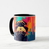 "The Pug Mug" - Tan Pug Dog Coffee Mug Mok (Voorkant links)