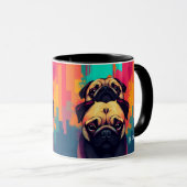 "The Pug Mug" - Tan Pug Dog Coffee Mug Mok (Voorkant rechts)