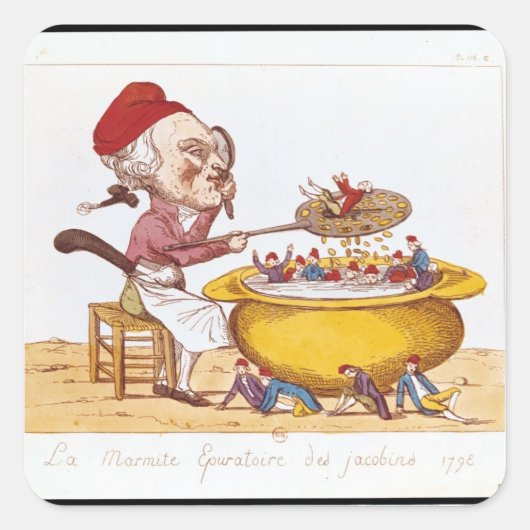 The Purifying Pot of the Jacobins, 1793 Vierkante Sticker (Voorkant)