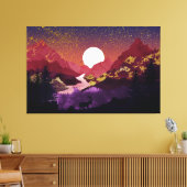 The purple landscape night canvas afdruk (Insitu (Woonkamer))