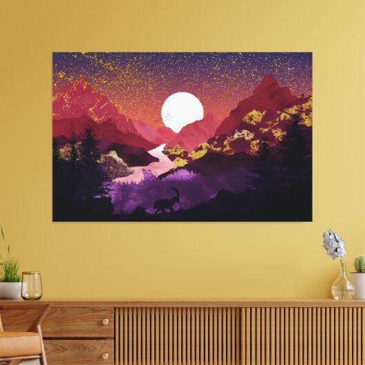 The purple landscape night canvas afdruk (Insitu (Woonkamer))