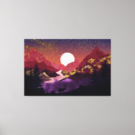 The purple landscape night canvas afdruk