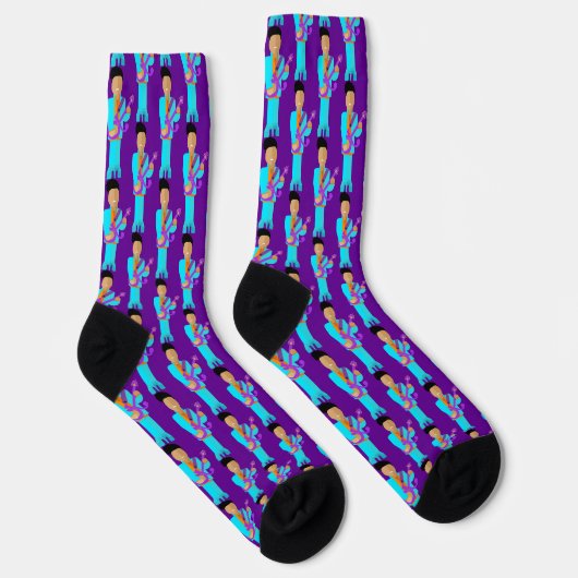 The Purple Pixie – Funk Legend Pattern Crew Socks Sokken (Rechts)