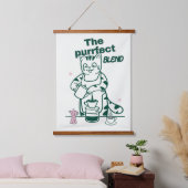The purrfect blend- Funny Cat and Coffee Pun Hangend Wandkleed (Slaapkamer)