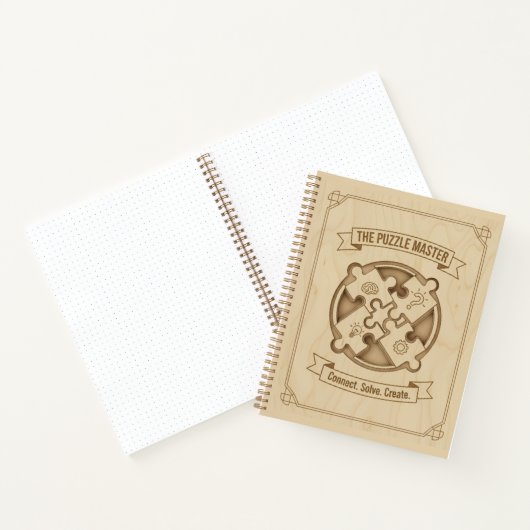 The Puzzle Master Connect Solve Create Wood  Notitieboek (Binnen)