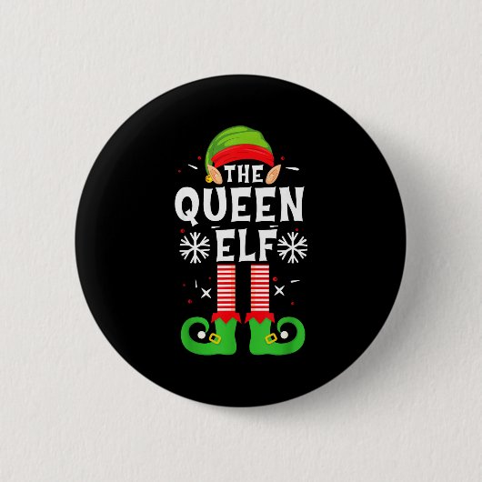 The Queen Elf Christmas Family Matching Pajamas Qu Ronde Button 5,7 Cm (Voorkant)