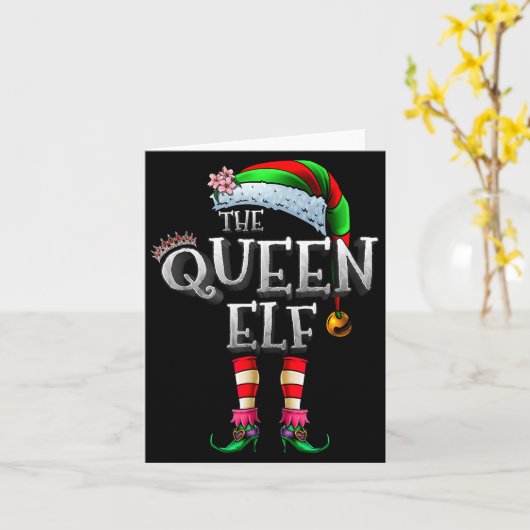 The Queen Elf Shirt Matching Family Christmas Elf Kaart (Gele Bloem)