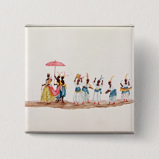 The Queen en haar Suite Vierkante Button 5,1 Cm (Voorkant)