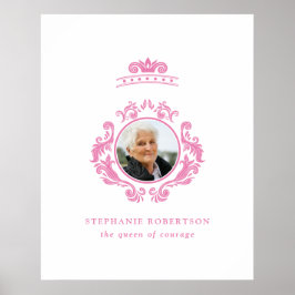 The Queen of Courage Breast Cancer Pink Foto Name Poster