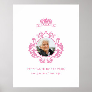 The Queen of Courage Breast Cancer Pink Foto Name Poster